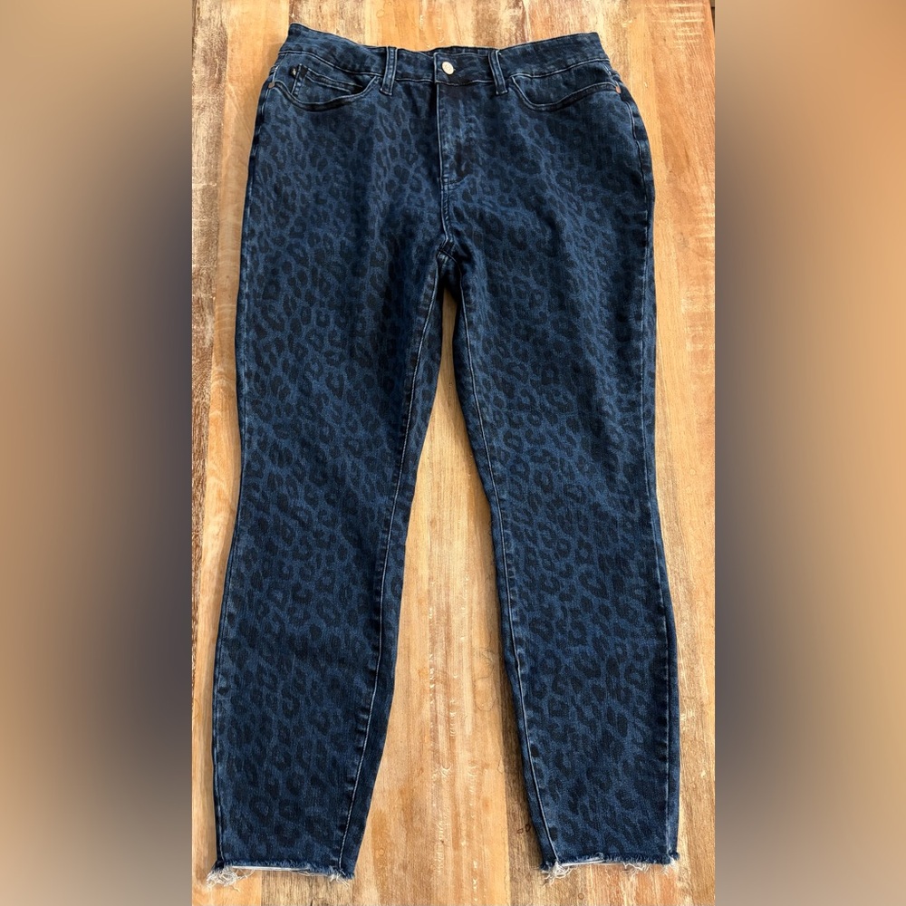 Judy Blue Leopard Print Skinny Fit Jeans Stretch Denim, Plus Size 16 W